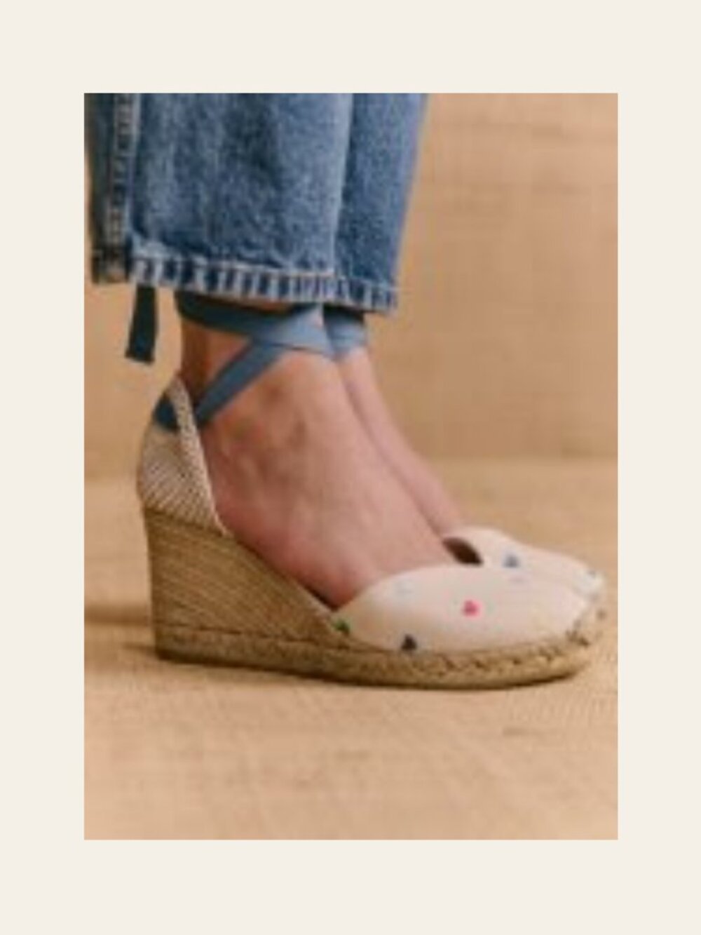 Sezane Diane Espadrilles Ecru Canvas Heart Embroidery US 8 NWOT LIMITED EDITION!